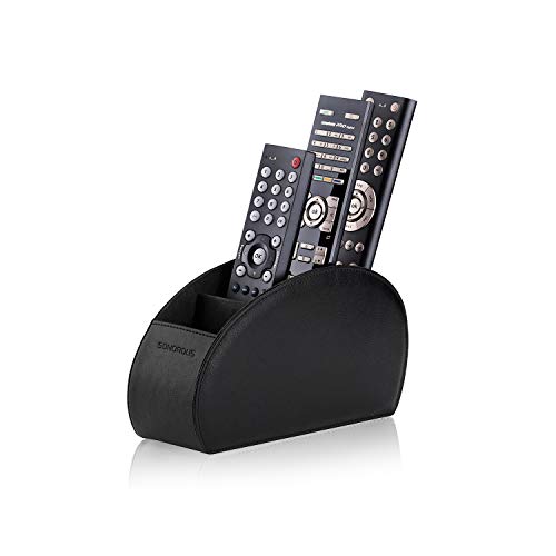 Remote Control Holder with 5 Compartments (Black) PU Leather TV