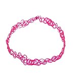 Kingfansion Stretch Gothic Tattoo Henna Choker Hippy Pendant Necklace Elastic 80s 90s (Hot Pink)