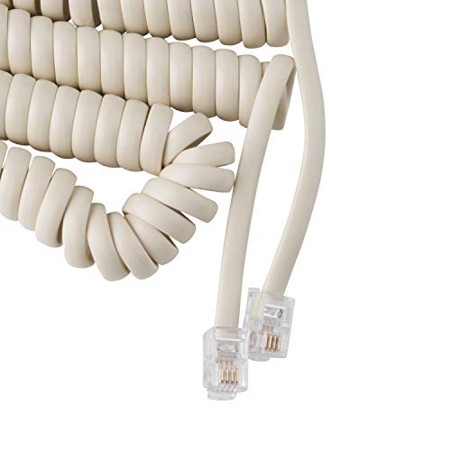 Telephone Cord Handset Curly - Phone Color Bone Ivory 15ft - Works on virtually All Trimline Phones and Princess Telephones