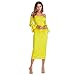 Corala Women Off Shoulder Ruffle Long Sleeve Bodycon Party Midi Dress,Yellow,XLarge