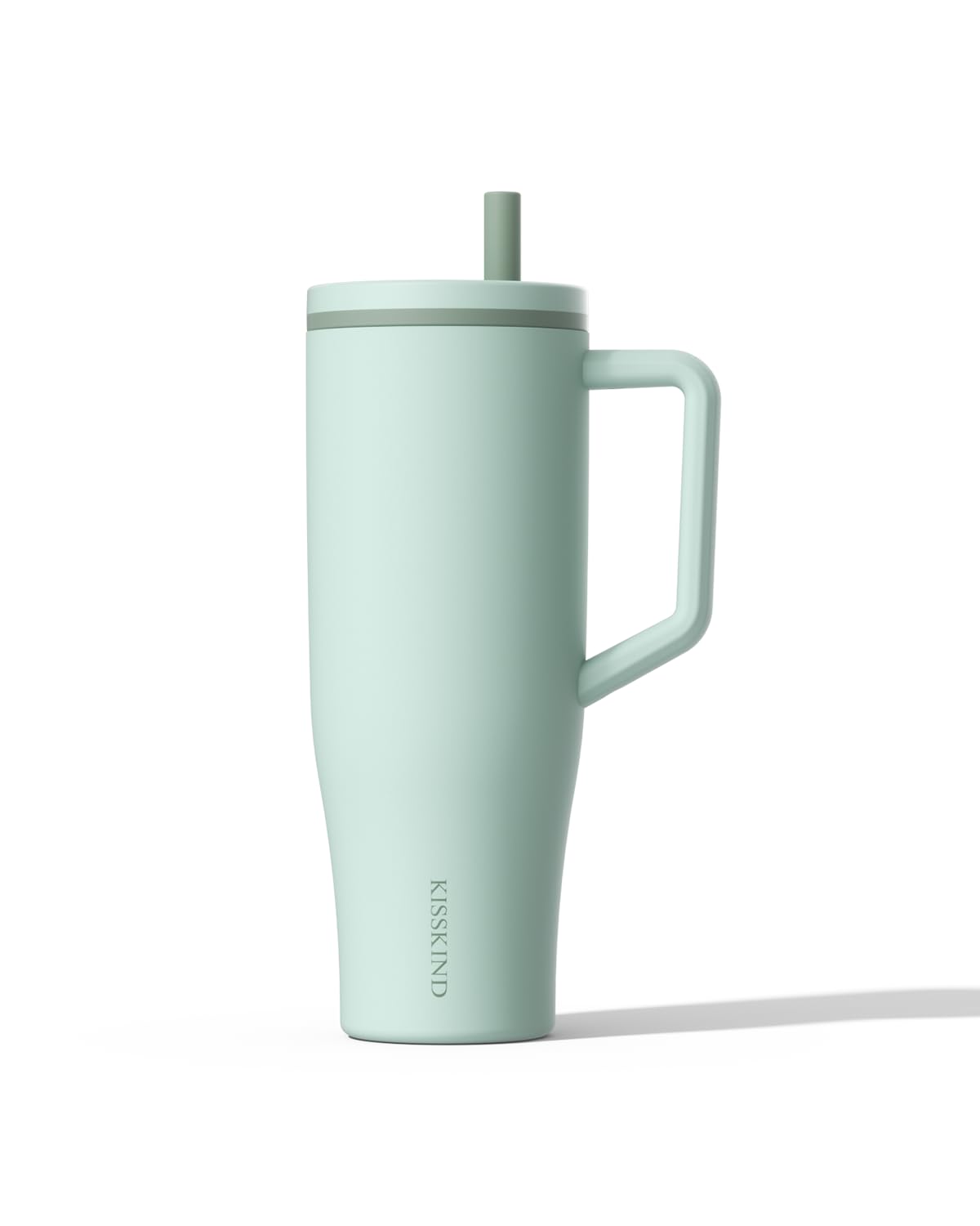 Photo 1 of KISSKIND 40 oz Tumbler with Handle and Straw Lid, 100% Leakproof Stainless Steel Vacuum Insulated Cup Travel Coffee Mug Water Bottle, Car Cup Holder Friendly, Rubber Base, Gifts for Women Men (Tea)
