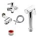 Handheld Bidet & Diaper Sprayer- Muslim Shower Shattaf with leakproof valve- Toilet Accessories for cloth diapers, feminine hygiene, self cleaning- Solid brass head, stainless steel hose- Easy install
