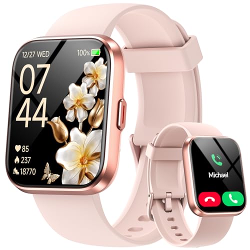 Women's Smartwatch with Phone Function/Whatsapp, 1.85 Inch Smart Watch Fitness Tracker with Heart Rate/Sleep Monitor, 10 Day Battery, 120+ Sports Modes, 3ATM Waterproof Fitness Watch for Samsung / Android / iOS