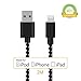 Apple Cable, MFI Certified Lightning Cable- Kinps 6.6ft/2m Nylon Braided USB Cable with Lightning Connector for iPhone 5/5s/5c/6/6 Plus/6s/6s Plus, iPad Mini 1/2/3/4, iPad Air /iPad Air 2(6.6FT-Black)