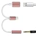 Lightning to 3.5mm Headphone Adapter, Superior Lightning to 3.5mm Audio Jack Adapter + Lightning Charging Port for iPhone 7, iPhone 7 Plus (Rose Gold)