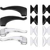 Hicarer 20 Pairs Eyeglass Silicone Nose Pads and Glasses Hook Grip Holders Self Adhesive Anti-Slip Eyeglasses Replacement, Clear and Black (2.5 mm)