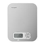Homgeek Digital Kitchen Scale, Battery Free Multifunction 11lb/5kg, Food Scale Stainless Steel with Large LCD Display