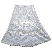 Mogul Women Bohemian Skirts White Lace Crochet Tiered Skirt Cotton Skirts