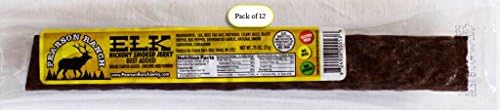 Pearson Ranch PREMIUM ELK Wild Game Jerky - Nitrate Free, Grass Fed, Farm Raised, &amp; Hormone Free (12 Pack)