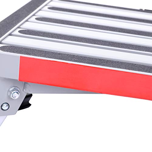 Homeon Wheels Stable RV Steps Adjustable Height Aluminum Folding Platform Step with Non-Slip Rubber Feet, Reflective Stripe, Handle, RV T Level, More Stable Up to 1000 lbs 16.5" x 12.2" RV Step Stool