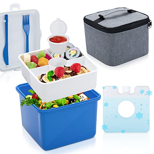 GFWARE Bento Boxes with Ice Pack Lunch Bag, Stackable Salad Lunch Box Container Microwave Safe