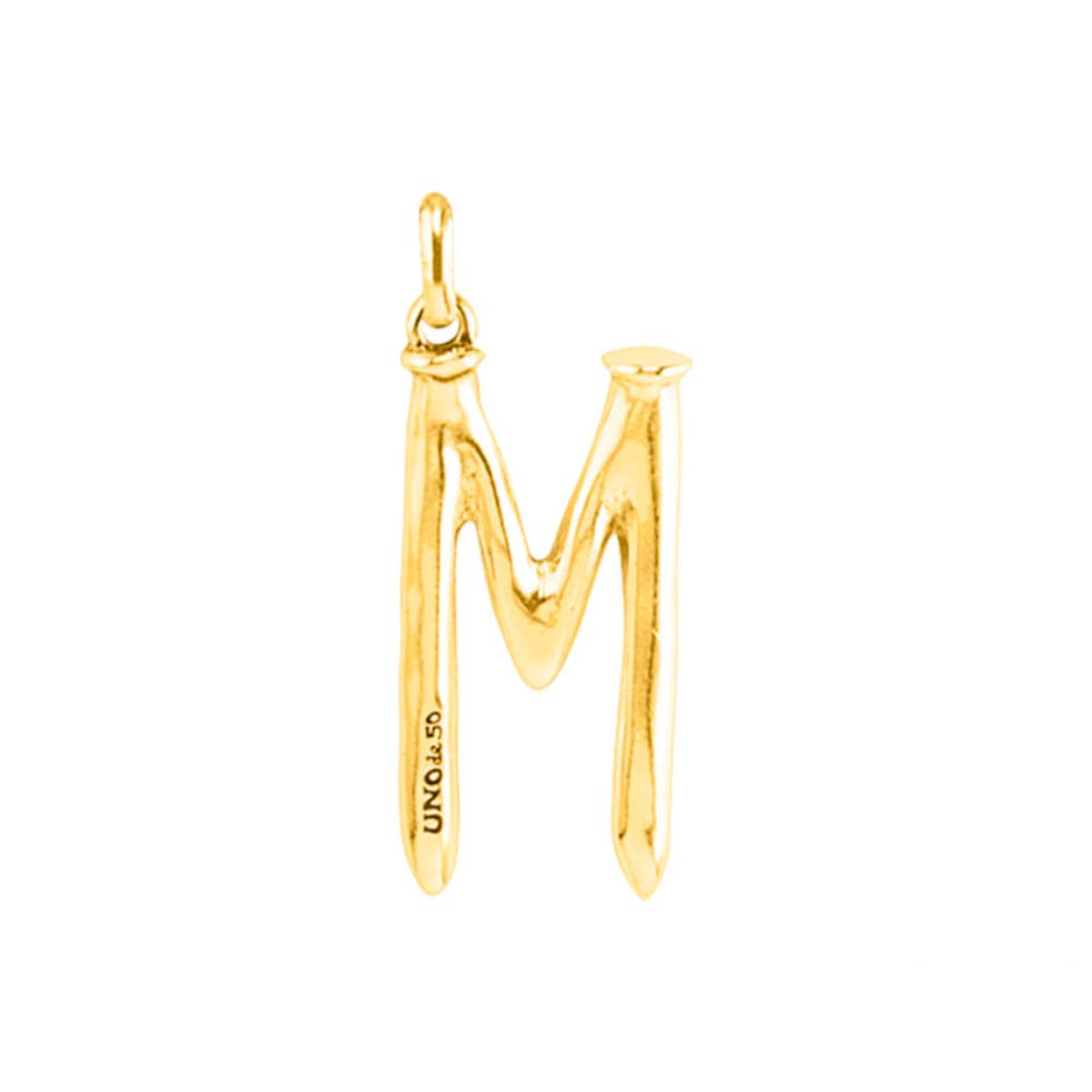 UNOde50 18K Gold Plated Letter M Pendant, Taglia unica, 18K Gold Plated Alloy, No Gemstone