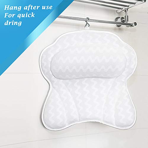Coastacloud Bath Pillow for Tub with 6 Strong Suction Cups, Extra Large