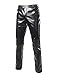 ZEROYAA Mens PU Faux Leather Side Zipper Moto Jeans Style Metallic Pants/Straight Leg Trousers US 36/Asian XXXXL Black