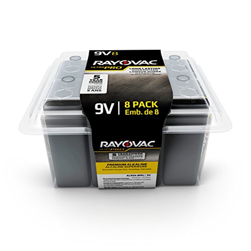 Rayovac UltraPro Alkaline 9V Batteries, 8-Pack With Recloseable Lid (AL9V-8)