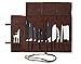 Asaya Waxed Canvas Knife Roll - 15 Knife Slots, Card Holder and Large Zippered Pocket - Genuine Leather, Cloth and Brass Buckles - for Chefs and Culinary Students - Knives Not Included