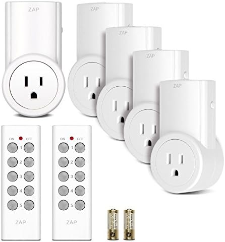 Etekcity® 5 Pack Wireless Remote Control Power Outlet Light Switch w/ 2 Remotes