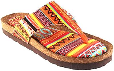 Colour Me Mad Orange Printed, Natural Cork, Washable, All Weather, Vegan, Made in India, PETA Certified, Women Sandals