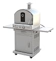 Pacific Living Outdoor Large Capacity Gas Oven with Pizza Stone, Smoker Box and Mobile Cart, 430 Stainless Steel