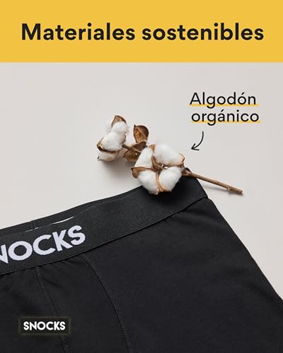 Snocks Pack of 6 Organic Cotton Boxers – Ultra Soft Underwear – Men's Boxer Shorts Without Annoying Tag – Men's Boxer Pack Sizes XS-XXL