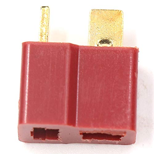 TEZONG Red Ultra T Plug Connectors Deans Style 10pcs Male and 10pcs Female with 20pcs Shrink Tubing for RC LiPo Battery Pack ESC Electric Engine Motor Parts