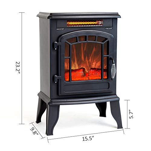 FLAME&SHADE Electric Wood Stove Fireplace Heater - Freestanding - Height 23in