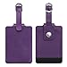FINTIE 2 Pack Luggage Tags, Leather Name ID Labels with Privacy Cover for Travel Bag Suitcase, Theme - Genuine Leather-Purple