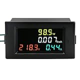AC Power Meter, DROK AC 80-300V 100A Voltage Current Color LCD Display Panel, Digital Voltmeter Ammeter Watt Active Power Energy Battery Monitor Multimeter Volt Amp Meter with Current Transformer CT