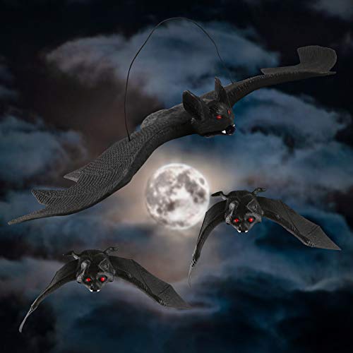 HAKACC Halloween Fledermäuse, 8 Stück Hängende Fledermäuse Realistische Gespenstische Fledermause Hängende Spuk-Gummi für Halloween Party Dekoration Kostüme