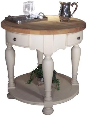Kaco international K536-C RSVP Round 36-Inch Kitchen Island in a Cream and Natural Sherwin Williams Finish