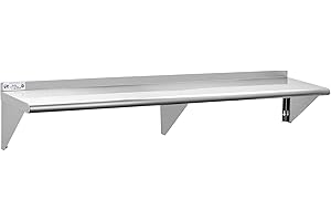 HALLY SINKS & TABLES H Stainless Steel Shelf 18 x 72 Inches, 500 lb, Commercial Wall Mount Floating Shelving for Restaurant, Kitchen, Home and Hotel