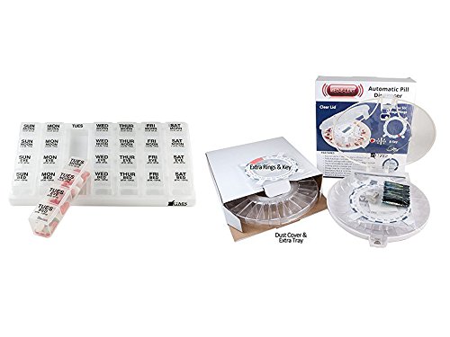 GMS The 6 Alarm MED-E-LERT 28 Day Automatic Pill Dispenser and GMS 4x/Day Weekly Pill Organizer with Clear Removable Pill Boxes in White Tray bundled by Maven Gifts