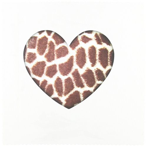3dRose qs_38475_1 Giraffe Print Heart-Animals-Nature-Art-Quilt Square, 10 by 10-Inch
