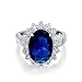 Bling Jewelry Kate Middleton Color Diana Sterling Silver CZ Blue Sapphire Color Royal Engagement Ring Kate Middleton Color Style - Size 9