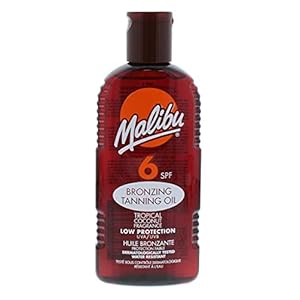 Malibu Sun SPF 6 Bronzing Fast Tanning Oil with Low Protection, Water Resistant, Tropical Coconut Fragrance, 200ml