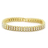 2 ROW Lab Diamond Hip Hop Bracelet (Gold, Silver, Black, Canary, Red, Blue, or Gun Hema) (Gold / Clear)