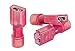 100 PCS Red Female Nylon Disconnect Spade Terminal, 22-16 Gauge, Fully-Insulated Crimp Connector for Marine & Automotive Use - 0.187