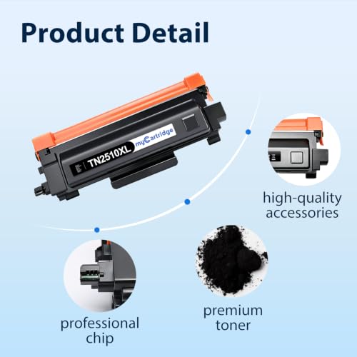 myCartridge TN2510 XL TN2510XL Toner Compatible with Brother MFC-L2835DW HL-L2400DWE DCP-L2660DW DCP-L2665DW HL-L2445DW DCP-L2620DW DCP-L2627DW for TN2510 TN 2510XL 2 x Black