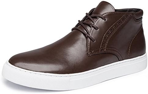 Men's Faux Leather High-top Casual Shoes Fashion Sneakers Chukka Boot(9.5D (M) US, Brown)