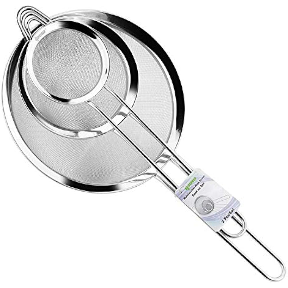 IPOW Set Of 3 Stainless Steel Fine Mesh Strainer, Colander Sieve
