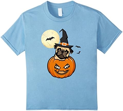 Kids Halloween Pug Dog Funny T Shirt 8 Baby Blue