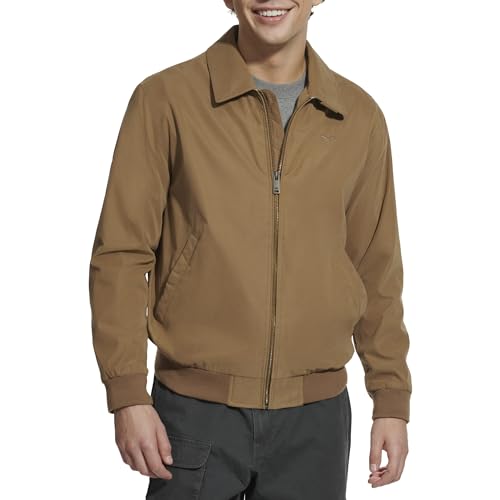 Dockers Men's Micro Twill Golf Bomber Jacket, Brown Unfilled, Large