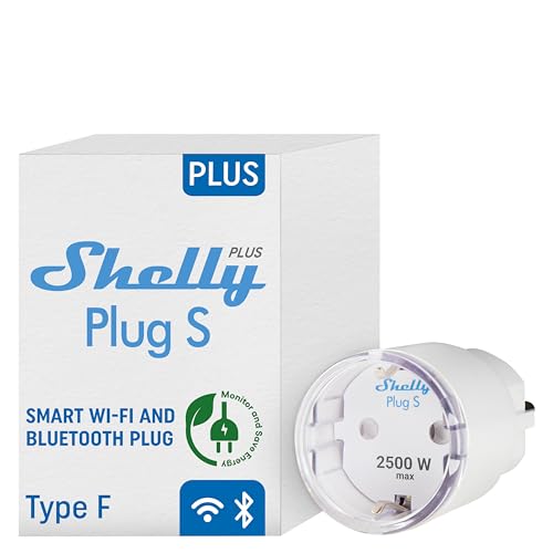 Shelly Plus Plug S - Intelligente Steckdose Funktioniert mit Alexa & Google Home, programmierbare Steckdose mit Sprachsteuerung, Bluetooth und Wi-Fi-G