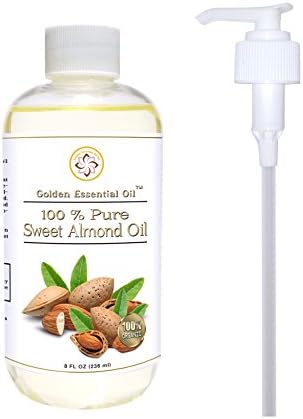 Sweet Almond Carrier Oil 8,onz, 100% pure Refinated Skin Care and Body Massage Oil