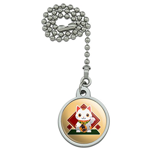 GRAPHICS & MORE Cute Lucky Cat Maneki-Neko Ceiling Fan and Light Pull Chain
