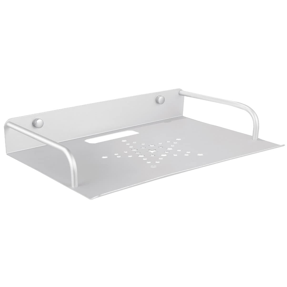 KONTONTY White Stb Box Rack Wall-Mounted Shelf for Router and Set-Top Box Space-Saving Holder with Easy Installation 11.22X8.27X1.57In for Home Use