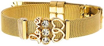 Unique Life Stainless Steel Couple Love Watch Belt Bracelets Bangles Crystal Mesh Band Bracelet for Women