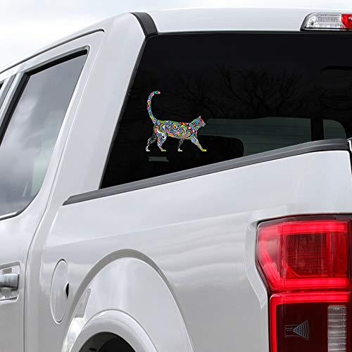 Cheerful Cat Pattern Car Bumper Sticker Decal 5" x 5"