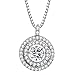 T400 925 Sterling Silver Round Pendant Necklace with Dancing Diamond Stone Cubic Zirconia Gift for Women