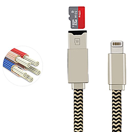 iDragon Memory Card Reader 2 in 1 Apple lightning cable Adapter and Data Sinc USB Charging Cable with external storage Micro SD Connector For iPhone 6/6 Plus/5/5s iPad iPod(Memory Card not included) - Thumbnail 5
